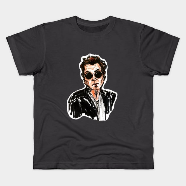 man in round sunglasses Kids T-Shirt by barbasantara